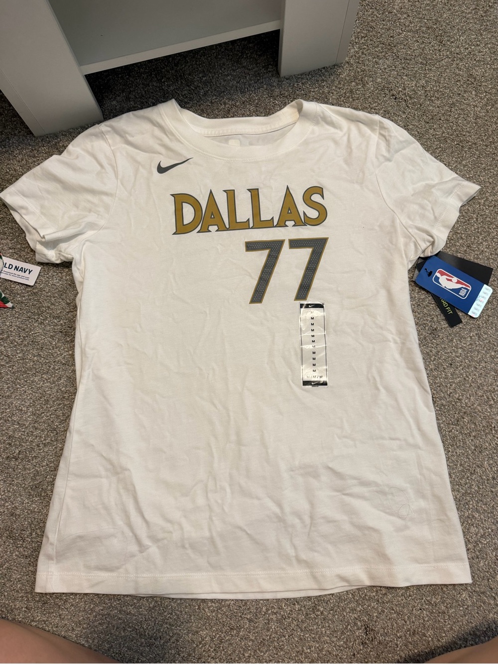 Nike White Dallas 77 Graphic Tee with Gold Accents